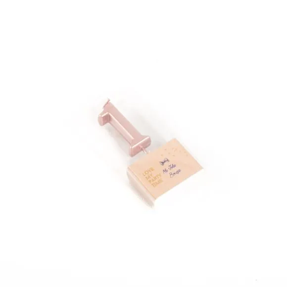 Bougie métallisée en forme de chiffre sur pic - Or - 4,3 cm - Chiffre au choix
