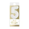 Bougie métallisée en forme de chiffre sur pic - Argent - 4,3 cm - Chiffre au choix