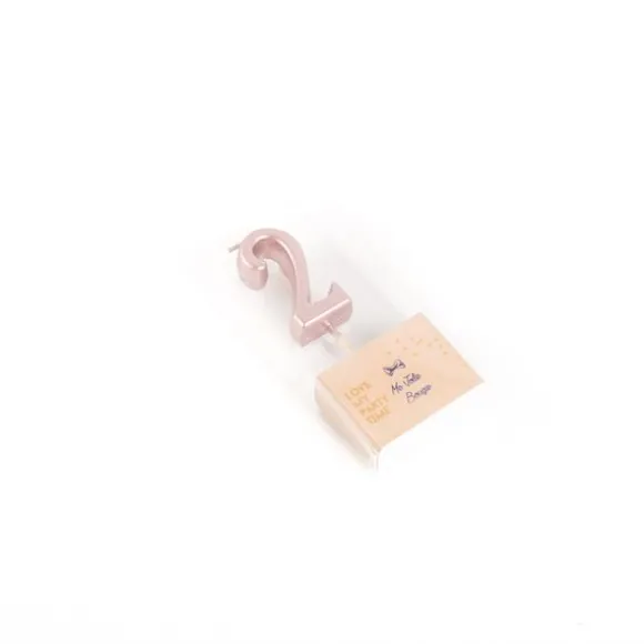 Bougie métallisée en forme de chiffre sur pic - Argent - 4,3 cm - Chiffre au choix