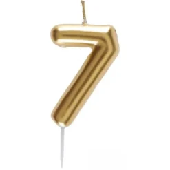 Bougie Métallisée Or sur pique - 9 cm - Chiffre au Choix