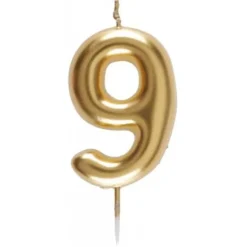 Bougie Métallisée Or sur pique - 9 cm - Chiffre au Choix