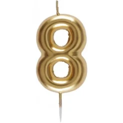 Bougie Métallisée Or sur pique - 9 cm - Chiffre au Choix