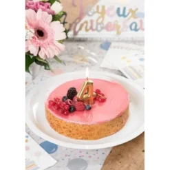 Bougie Métallisée Or sur pique - 9 cm - Chiffre au Choix