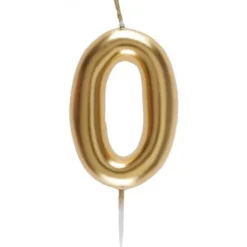 Bougie Métallisée Or sur pique - 9 cm - Chiffre au Choix