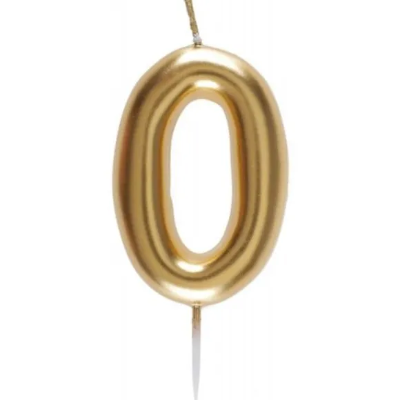 Bougie Métallisée Or sur pique - 9 cm - Chiffre au Choix