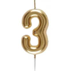 Bougie Métallisée Or sur pique - 9 cm - Chiffre au Choix