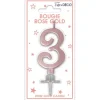 Bougie métallisée rose gold pour anniversaire - 6 cm - Chiffre au choix