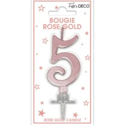 Bougie métallisée rose gold pour anniversaire - 6 cm - Chiffre au choix