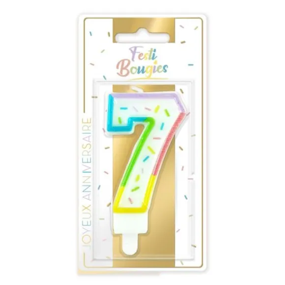 Bougie multicolore pastel en forme de chiffre - Chiffre au choix