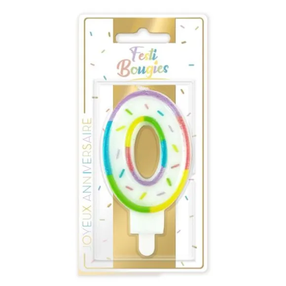 Bougie multicolore pastel en forme de chiffre - Chiffre au choix