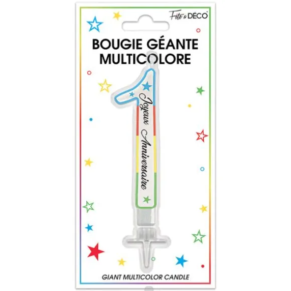 Bougie multicolore pastel en forme de chiffre - Chiffre au choix
