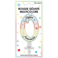 Bougie multicolore pastel en forme de chiffre - Chiffre au choix