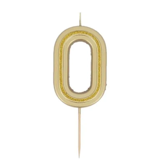 Bougie à paillettes dorées en forme de chiffre pour anniversaire - 7 cm - Chiffre au choix