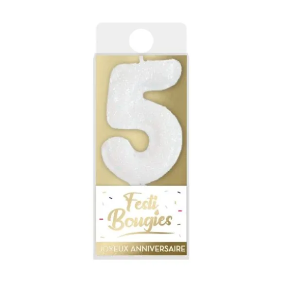 10 bougies argentées avec bobèche - 7,5 cm