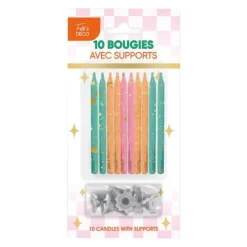 10 bougies avec bobèches - Collection Retro Pop