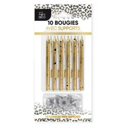 10 bougies avec bobèches - Collection Léopard