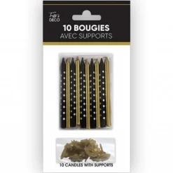 10 bougies avec supports - 7,5 cm - Collection Art Déco