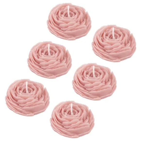 6 bougies en forme de camélia - 5,8 x 2,4 cm - Couleur au choix