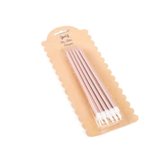 10 Bougies Fines avec Bobèches - 15 cm - Rose Gold