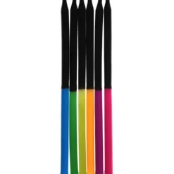 16 bougies fines avec bobèches - 12 x 0,5 cm - Couleur au choix