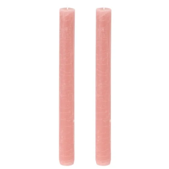 2 bougies flambeau rustiques - 2,5 x 25 cm - Couleur au choix