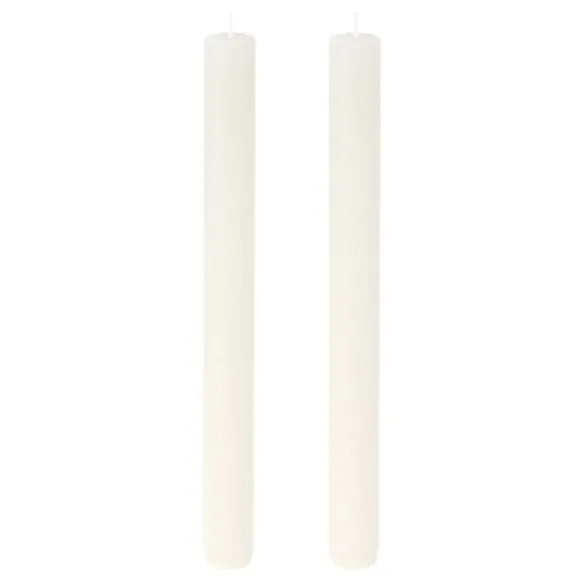 2 bougies flambeau rustiques - 2,5 x 25 cm - Couleur au choix