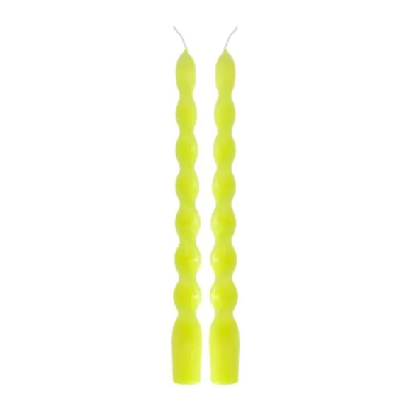 2 bougies flambeau torsadées - 2,2 x 25 cm - Couleur au choix
