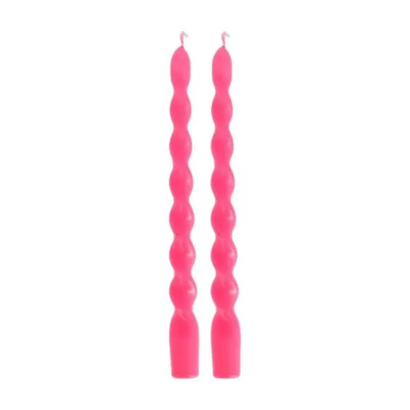 2 bougies flambeau torsadées - 2,2 x 25 cm - Couleur au choix