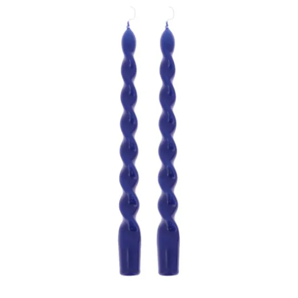 2 bougies flambeau torsadées - 2,2 x 25 cm - Couleur au choix