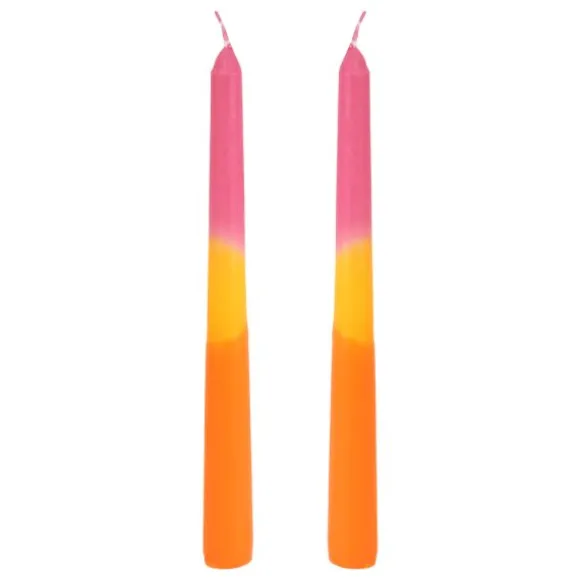 2 bougies flambeau tricolores - 2 x 25 cm