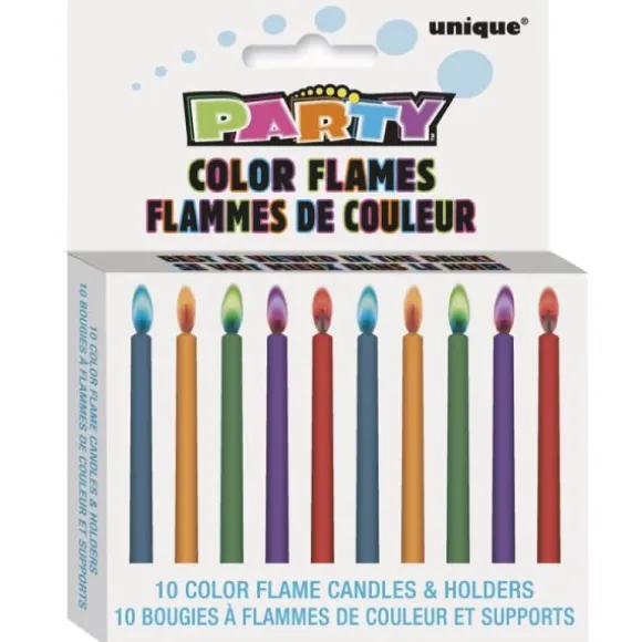 10 Bougies à flamme avec support