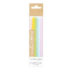12 bougies longues torsadées - 12 cm - Couleur Pastel