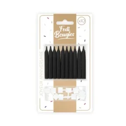 10 bougies à paillettes argentées - Couleur au choix