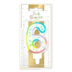 10 bougies à paillettes argentées - Couleur au choix