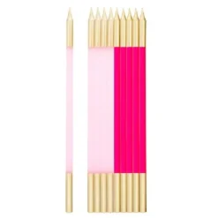10 Bougies rose et fuchsia - 15,5 cm