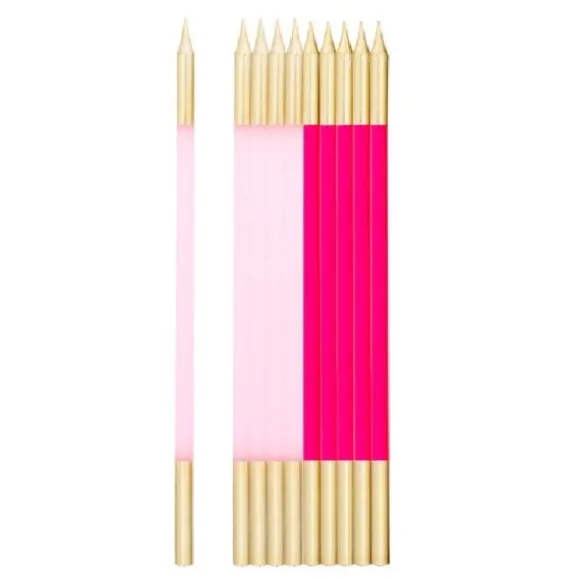 10 Bougies rose et fuchsia - 15,5 cm