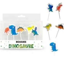 5 bougies sur pics - 8 cm - Collection Dinosaure