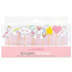8 bougies sur pics - Licorne