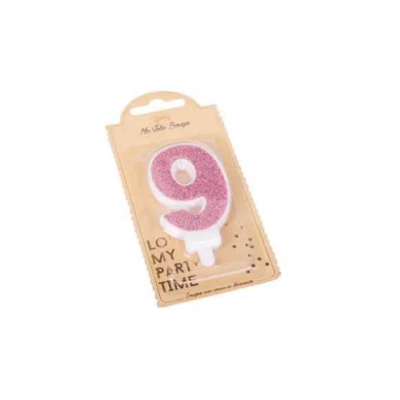 Bougie sur pique Rose Gold - 9 cm - Chiffre au Choix