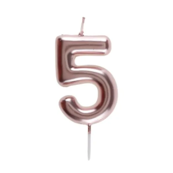 Bougie sur pique Rose Gold - 9 cm - Chiffre au Choix