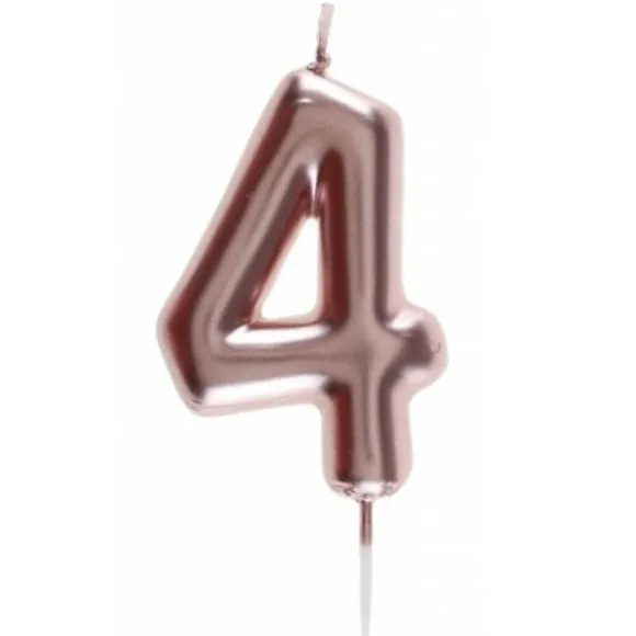 Bougie sur pique Rose Gold - 9 cm - Chiffre au Choix