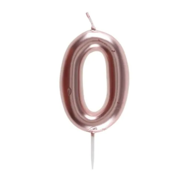 Bougie sur pique Rose Gold - 9 cm - Chiffre au Choix