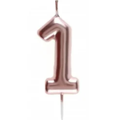 Bougie sur pique Rose Gold - 9 cm - Chiffre au Choix