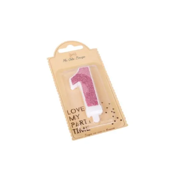 Bougie sur pique Rose Gold - 9 cm - Chiffre au Choix