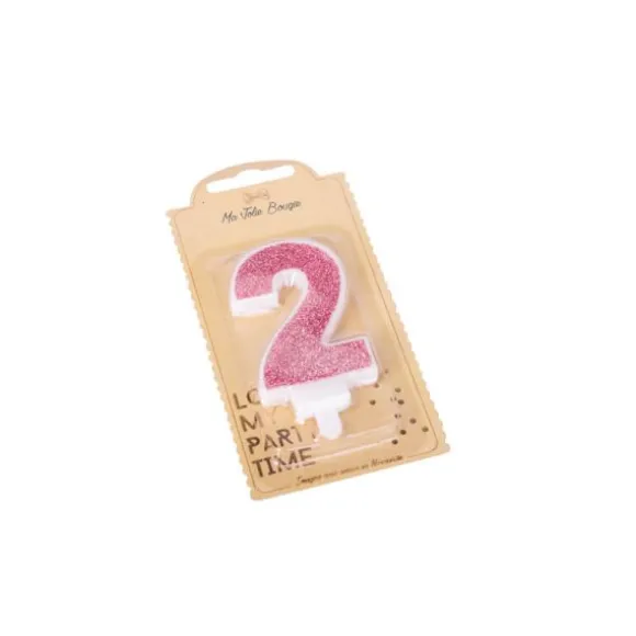 Bougie sur pique Rose Gold - 9 cm - Chiffre au Choix