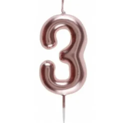 Bougie sur pique Rose Gold - 9 cm - Chiffre au Choix