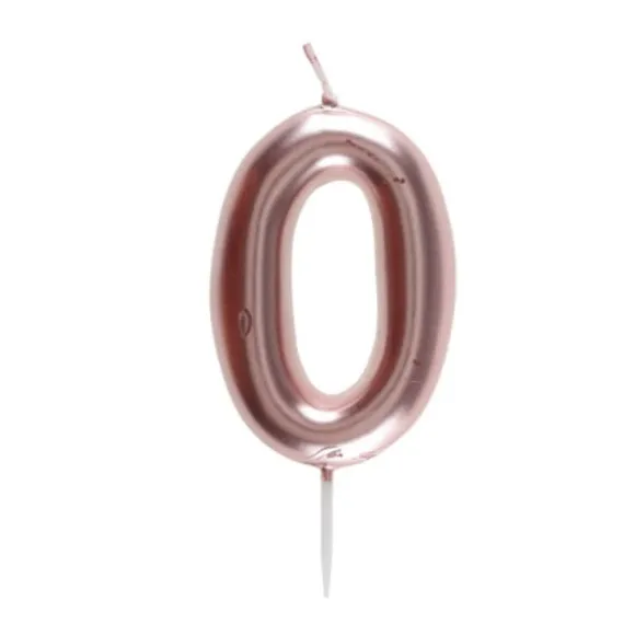 Bougie sur pique Rose Gold - 9 cm - Chiffre au Choix