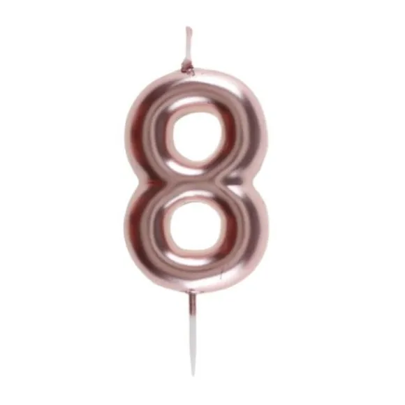 Bougie sur pique Rose Gold - 9 cm - Chiffre au Choix