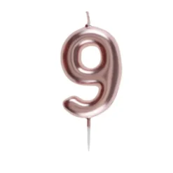 Bougie sur pique Rose Gold - 9 cm - Chiffre au Choix