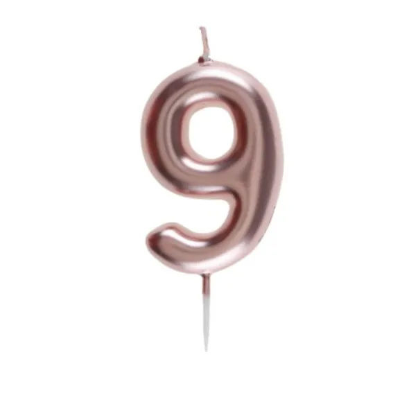 Bougie sur pique Rose Gold - 9 cm - Chiffre au Choix